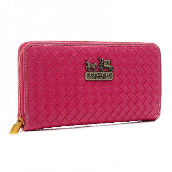 Coach Knitted Logo Large Fuchsia Wallets EGJ | Women - Click Image to Close